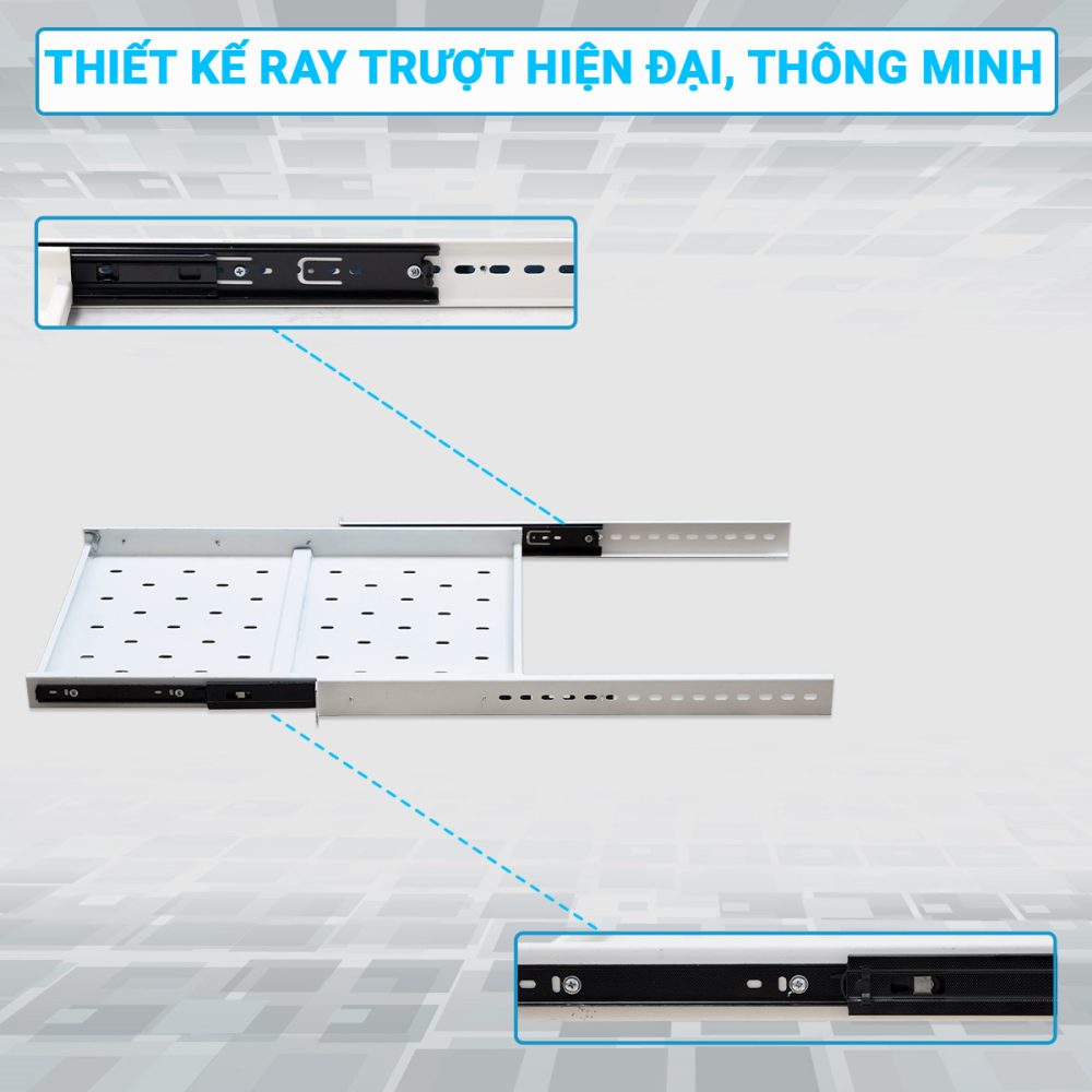 Thiết kế ray trượt thông minh của khay trượt tur ack 1UD800 Maxtel