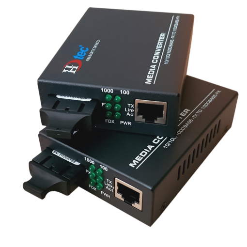 Bộ chuyển đổi Ethernet 2 sợi quang và 1 cổng RJ45 100Mbps1G HDtec (1)