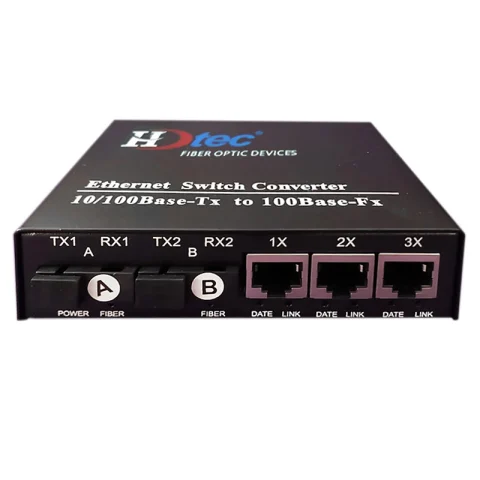 Converter 2 cổng quang + 3 cổng RJ45 100M HDtec