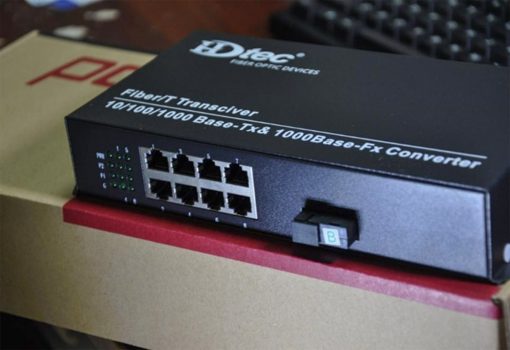 Converter Switch PoE 8 cổng 100M HDtec (chuyên dùng cho camera IP có PoE) (1)