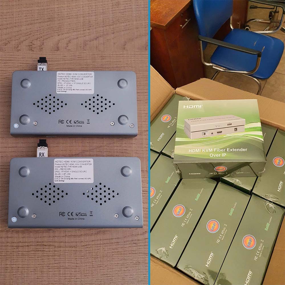 HDTEC HDMI KVM CONVERTER 1080P (Kéo dài HDMI + USB bằng Cáp Quang)___