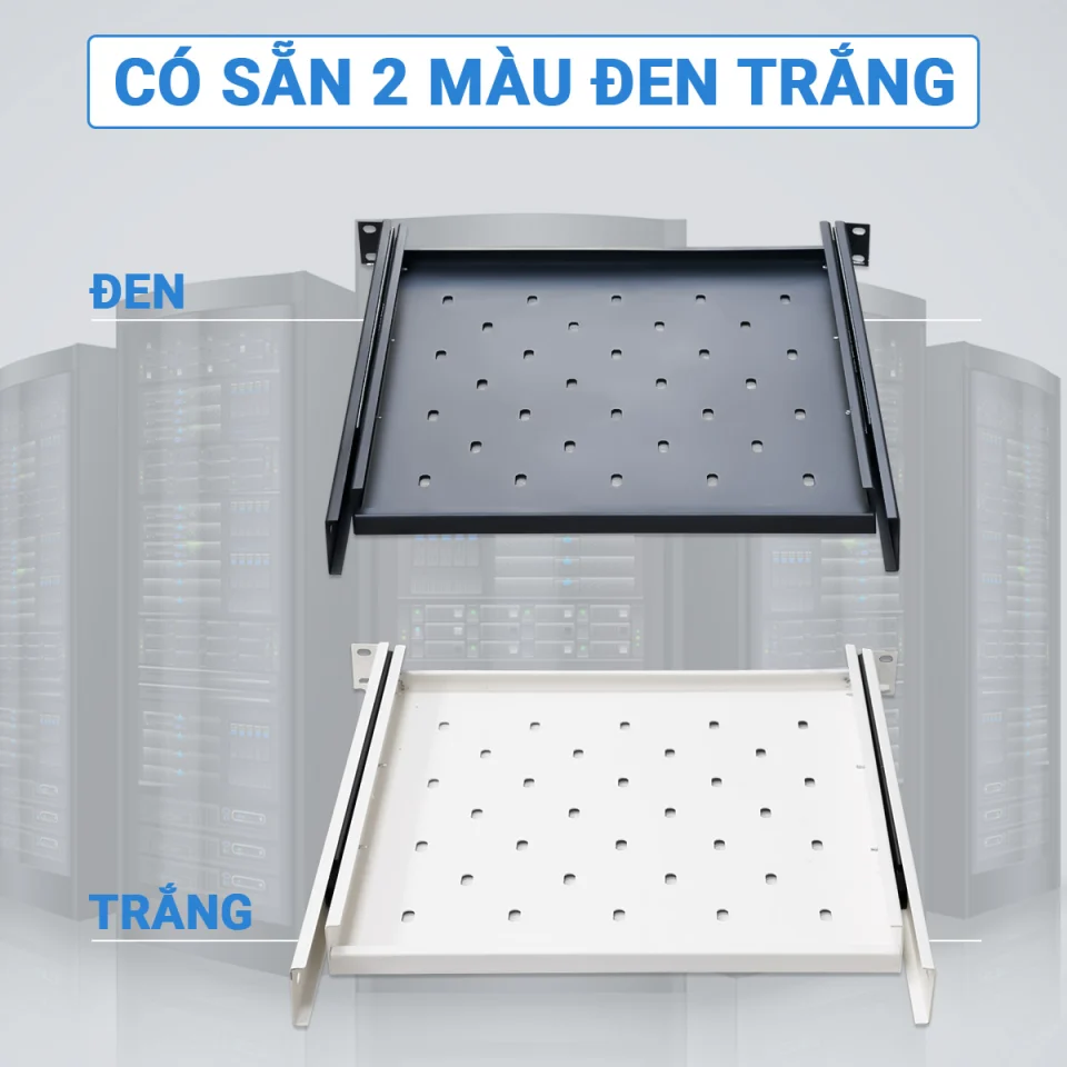 Khay trượt tủ rack 1UD600 Maxtel có tùy chọn màu sắc đen hoặc trắng