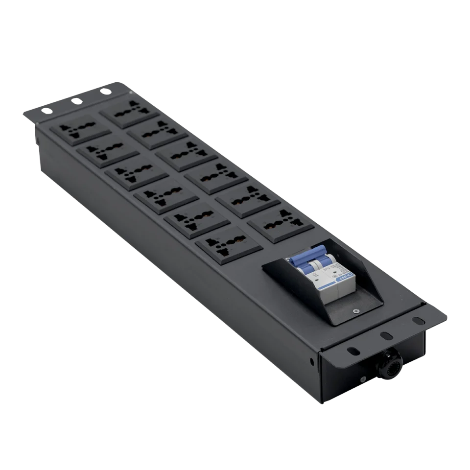 Thanh nguồn PDU 12 ổ có át Maxtel có 2 tùy chọn màu sắc trắng hoặc đen