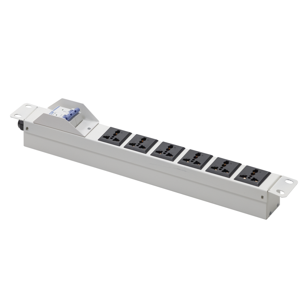 Ảnh chụp thanh nguồn PDU 6 ổ có át Maxtel màu trắng