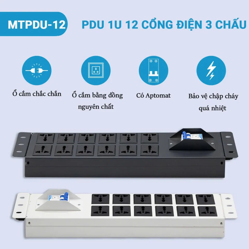 Thanh nguồn PDU Maxtel 12 ổ 3 chấy