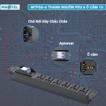 Thanh nguồn PDU 6 ổ 3 chấu có át