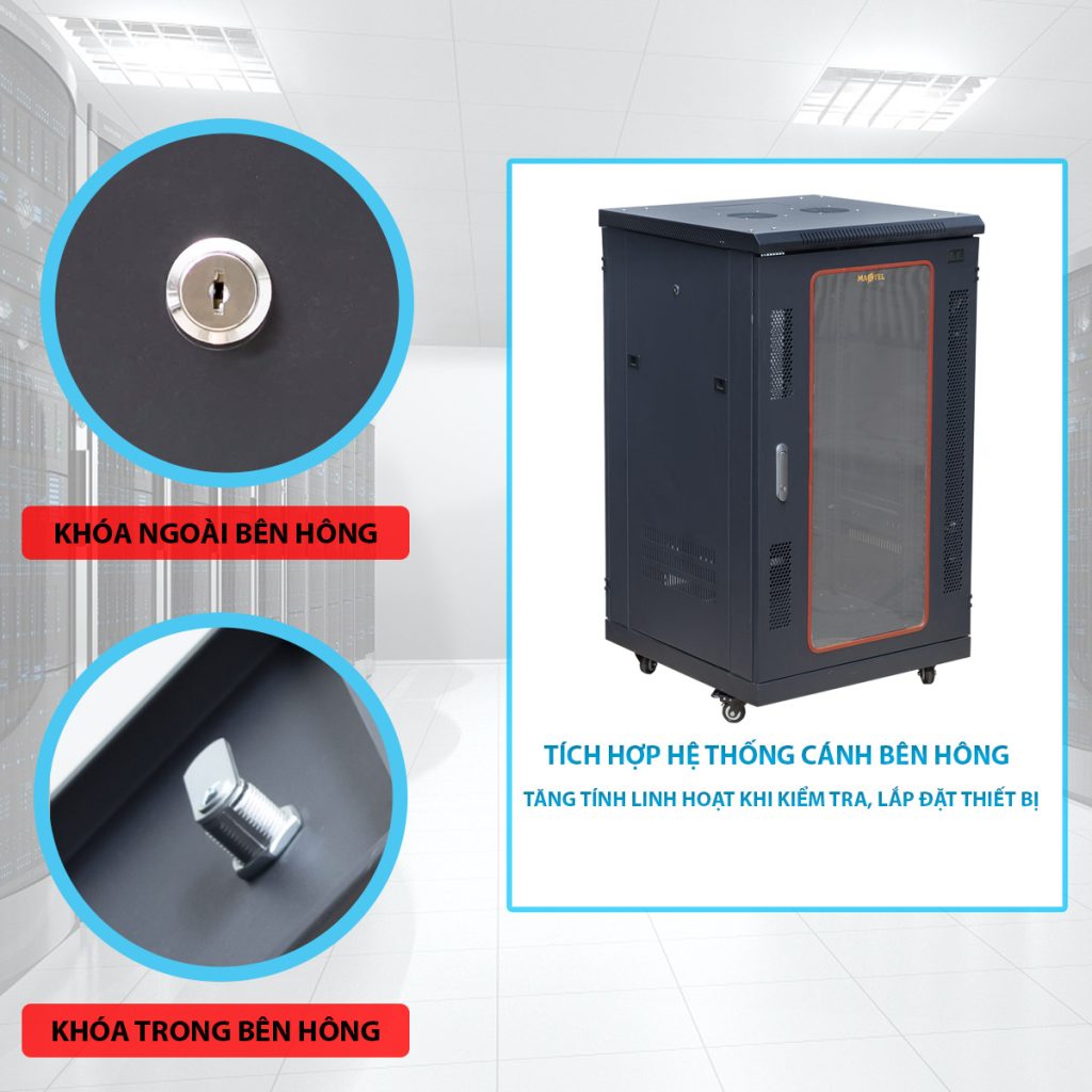Khóa hông tủ rack 20U Maxtel