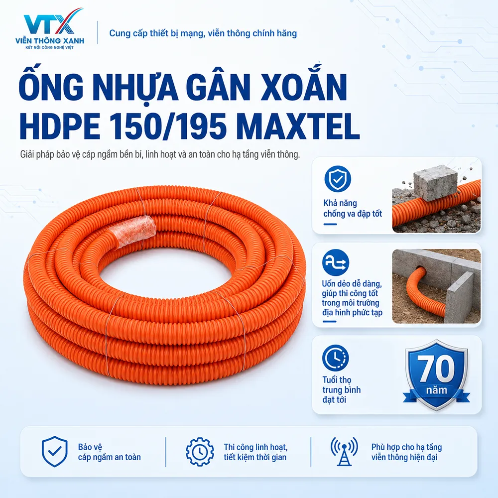 đặc điểm ống gân xoắn HDPE Maxtel 150-195
