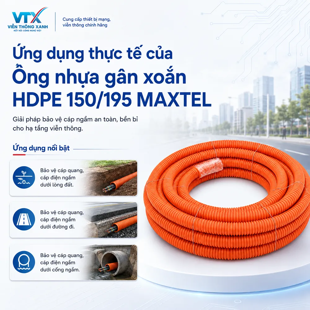 ứng dụng ống gân xoắn HDPE 150 195 maxtel