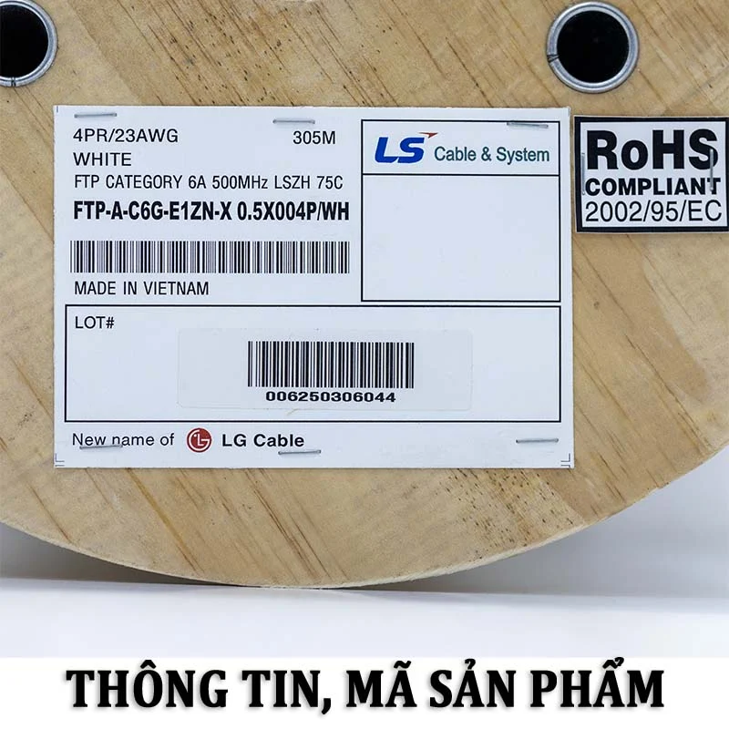 Cáp mạng LS CAT6A FTP 4 Pair FTP-A-C6G-E1VN-M 0.5X004P/WH