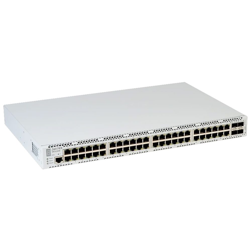 Góc nghiêng phải mặt trước switch chia mạng Eltex MES2448