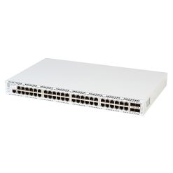 Góc nghiêng trái mặt trước switch chia mạng Eltex MES2448