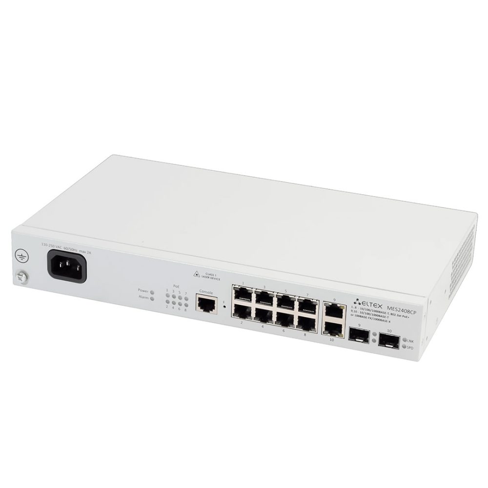Switch Eltex MES2408CP 8 cổng 1G POE + 2 cổng uplinks (RJ45+SFP)