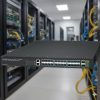 MẶt trước góc nghiêng trái Switch Planet XGS-6350-24X2C Layer 3 24x10G SFP+ + 2x100G QSFP28