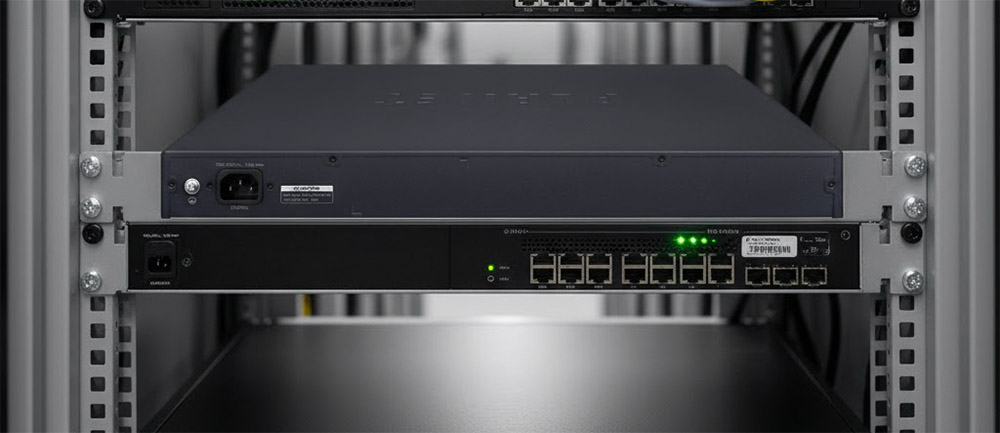 Mặt sau Switch Planet GS-6311-24PL4X được lắp đặt trong hệ thống mạng