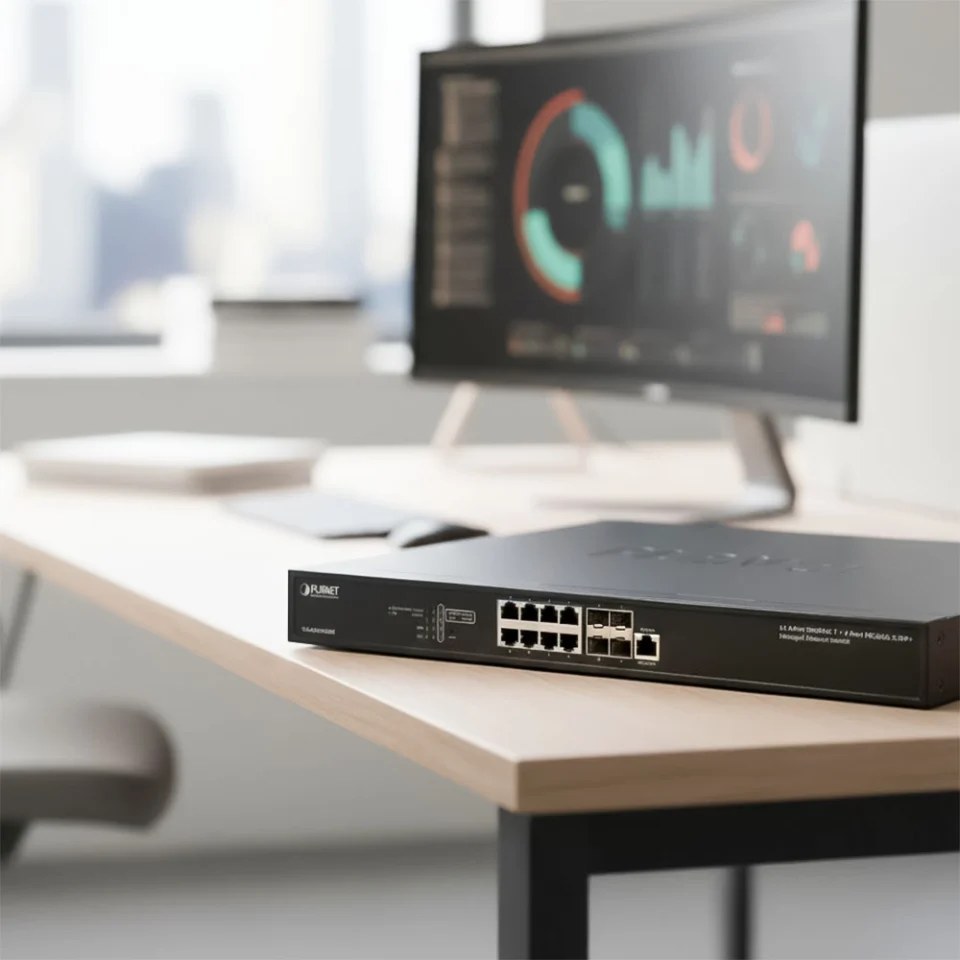 ảnh thực tế Switch Planet XGS-6311-8T4XR Layer3 8 cổng 10GBASE-T + 4 cổng 10GBASE-X SFP+