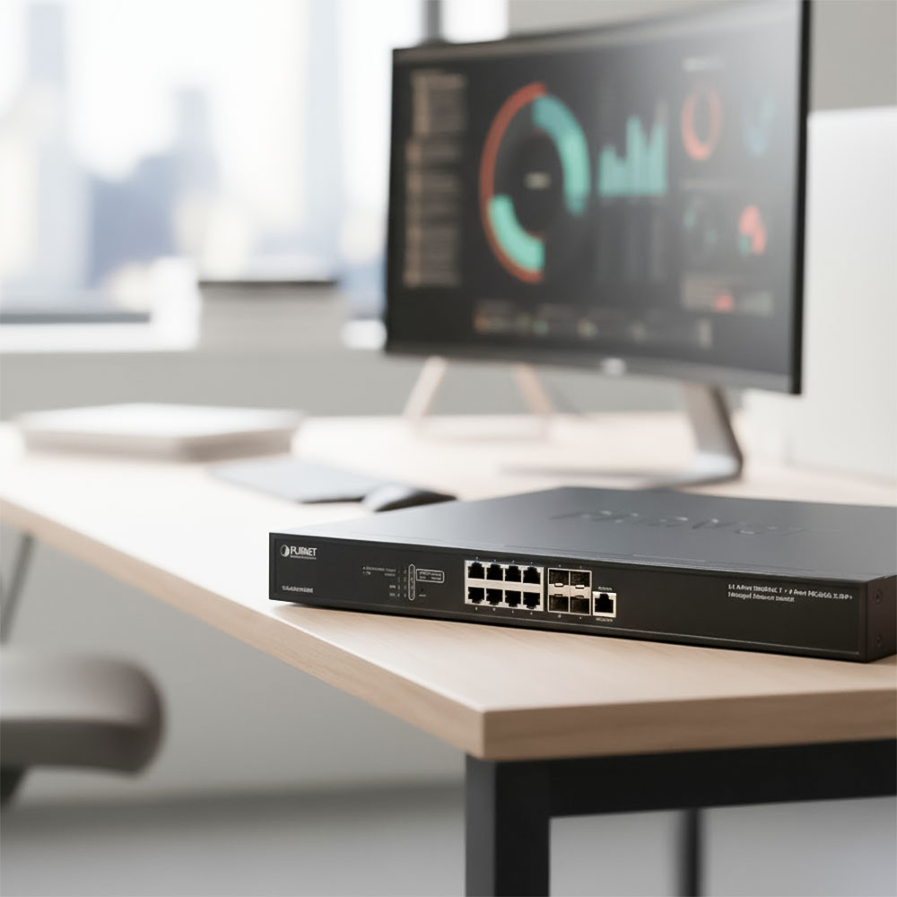 ảnh thực tế Switch Planet XGS-6311-8T4XR Layer3 8 cổng 10GBASE-T + 4 cổng 10GBASE-X SFP+