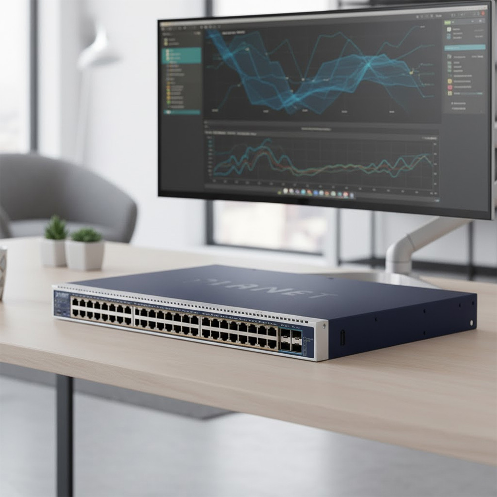 Ảnh chụp mặt trước switch Planet GS-6322-48UP4X
