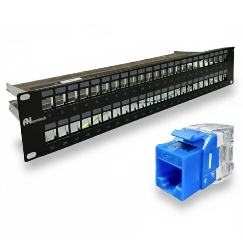 Patch panel Cat6A UTP ANCOMTECK 48 cổng ACT-48S2U