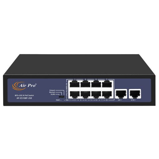 Switch PoE AP-ES108P-2GE AirPro 8 cổng PoE 100Mbps + 2 cổng Uplink 1000Mbps