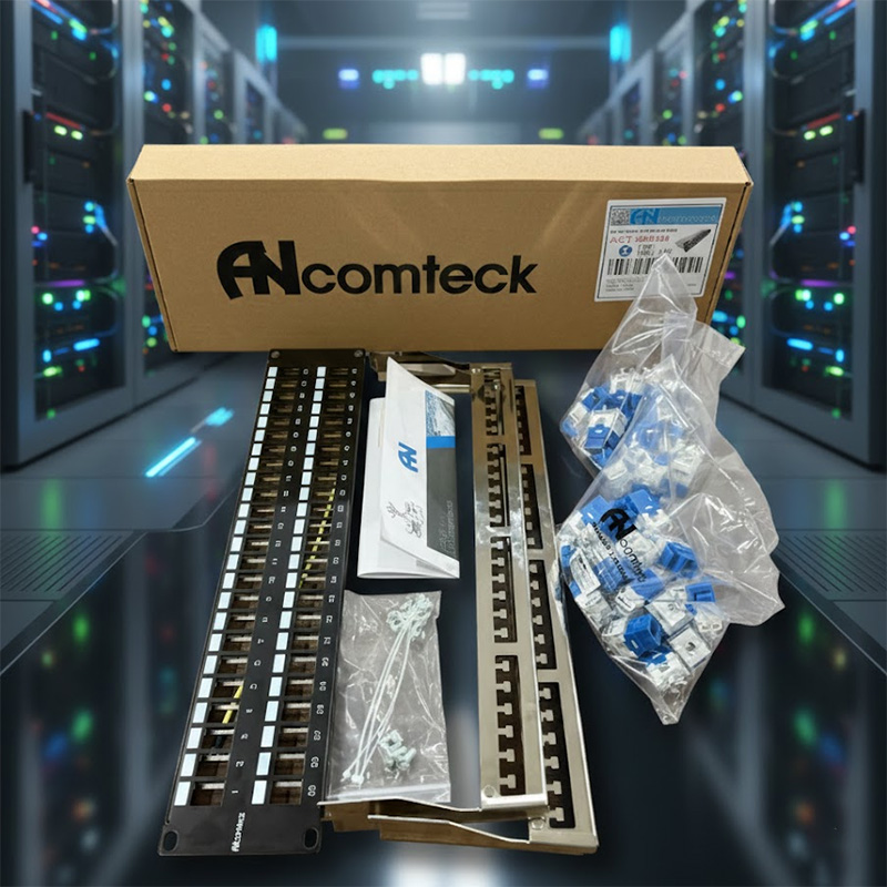 Patch panel Cat6A UTP ANCOMTECK 48 cổng ACT-48S2U
