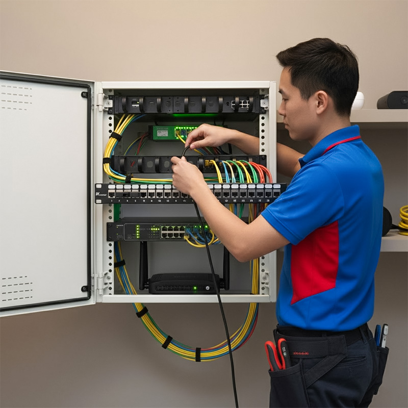 Patch panel Cat5E UTP ANCOMTECK 24 cổng ACT-24S1U