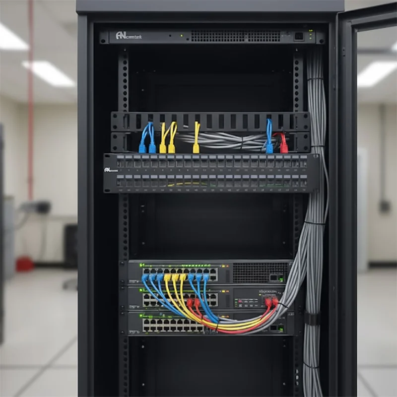 Ứng dụng thực tế của Patch panel Cat5E UTP ANCOMTECK 48 cổng ACT-48S2U