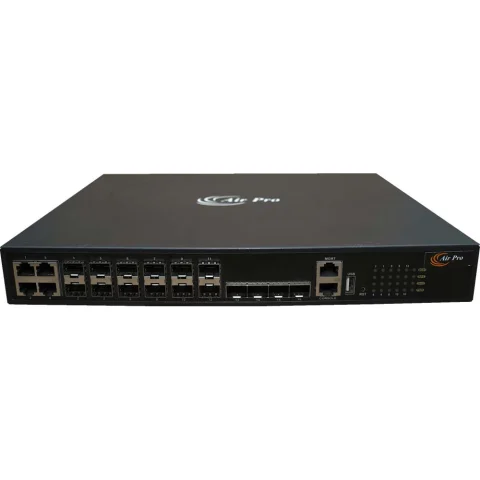Switch AirPro AP6500E-16X-4XG-R 12 x1G SFP (Kết hợp 4 cổng) với 4 cổng Uplink 10G SFP + 1 cổng Console