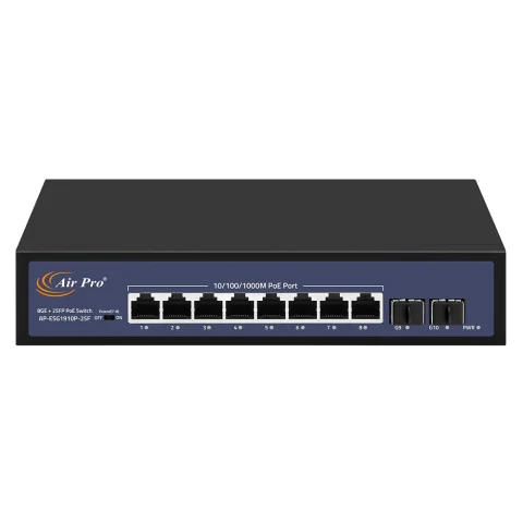 Switch PoE AP-ESG1910P-2SF AirPro 8 cổng PoE 10/100/1000M + 2 cổng SFP 1000M