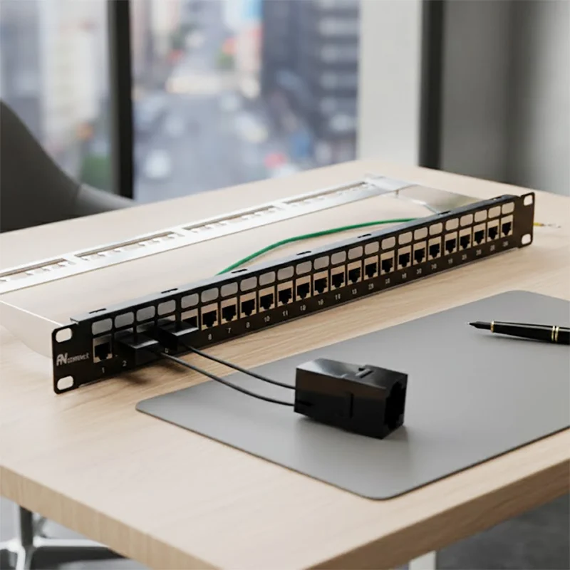 ảnh thực tế Patch panel Cat5E UTP ANCOMTECK 24 cổng ACT-24S1U_ACT-5U-88