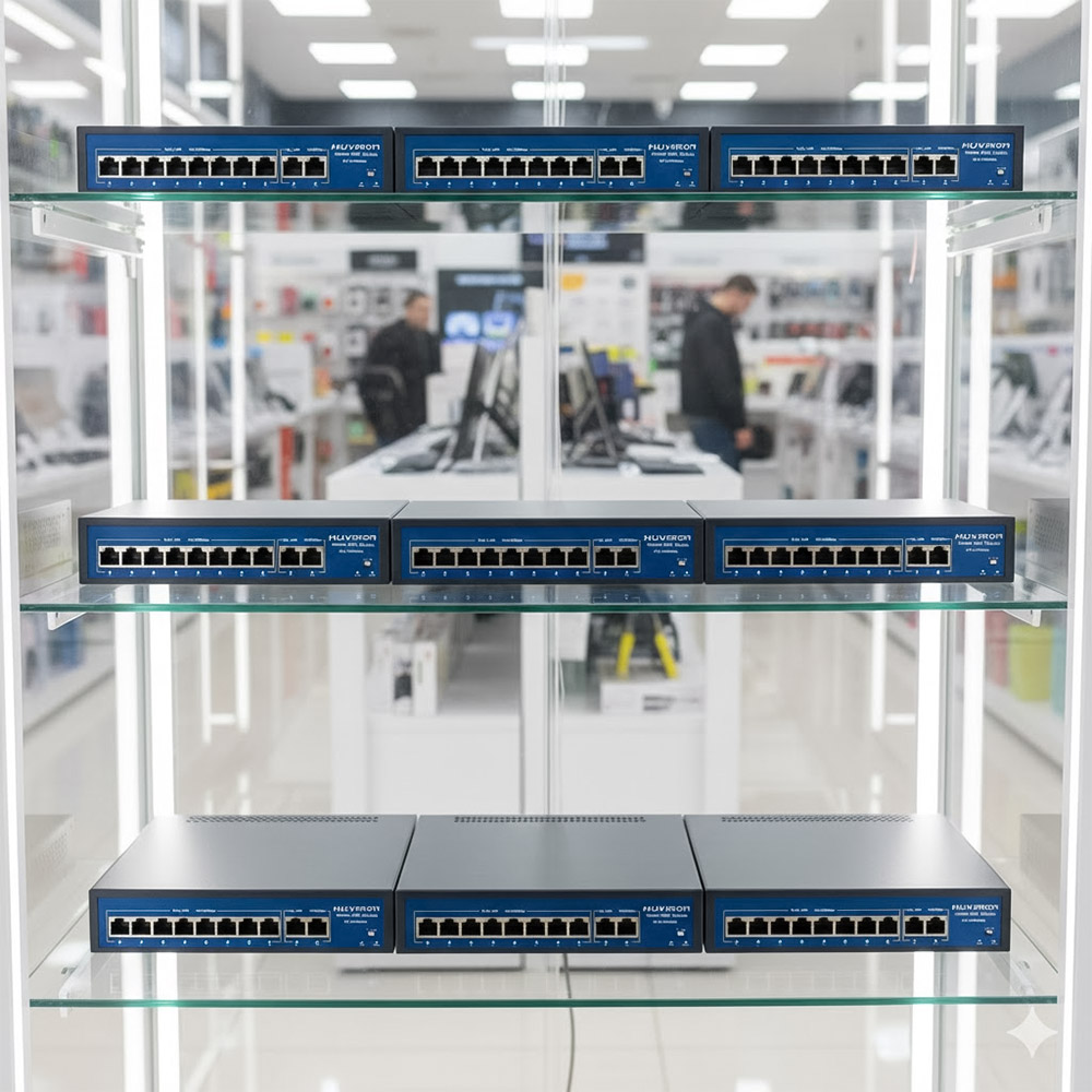 Switch POE HUVIRON F-SP3-8F2G-BL 8×10/100M (POE) RJ45 + 2xUplink 10/100/1000M RJ45