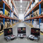 Bộ dụng cụ thi công cáp quang ANCOMTECK ACT- F506 được đặt trong nhà kho