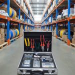 Bộ dụng cụ thi công cáp quang ANCOMTECK ACT- F506 được đặt trong nhà kho......