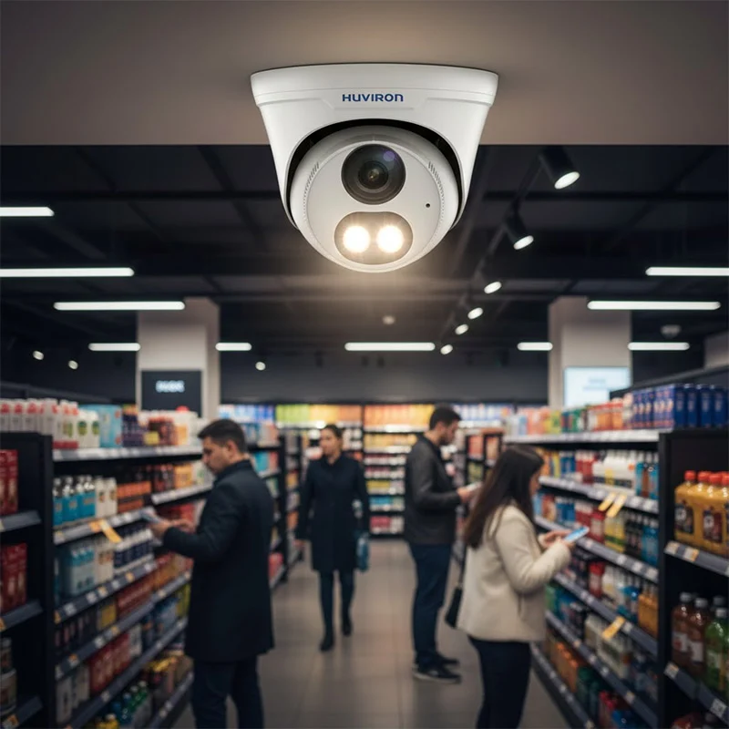 Camera DOME hồng ngoại HUVIRON HU-ND222ADFT_I3E 2MP lắp đặt tai cửa hàng