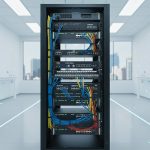 Patch panel ANCOMTECK 16 cổng ACT-16S1U được lắp đặt trong hệ thống tủ rack
