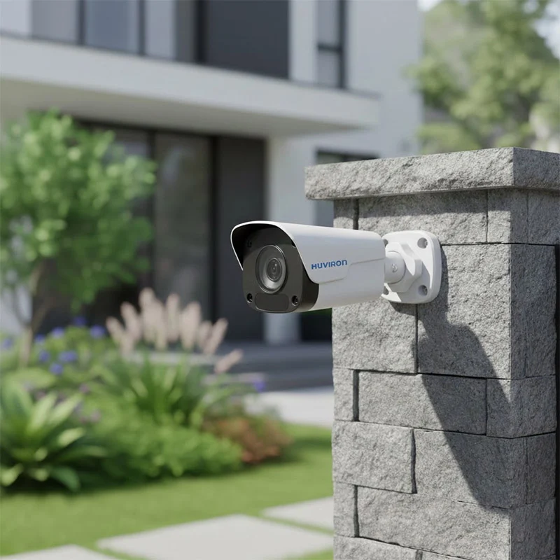 Camera BULLET hồng ngoại HUVIRON HU-NP441D_I3E được lắp đặt ngoài trời