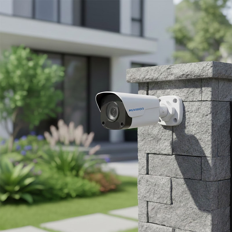 Camera BULLET hồng ngoại HUVIRON HU-NP441D_I3E được lắp đặt ngoài trời