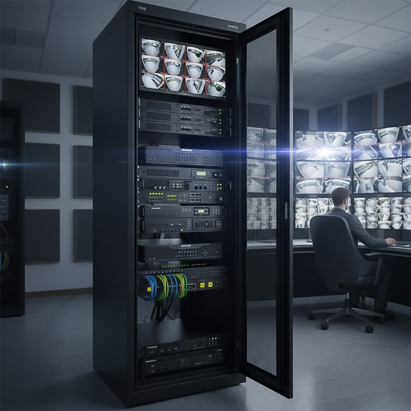 Đầu ghi hình Huviron HU-RNR8264M 64 kênh được lắp đặt trong tủ rack
