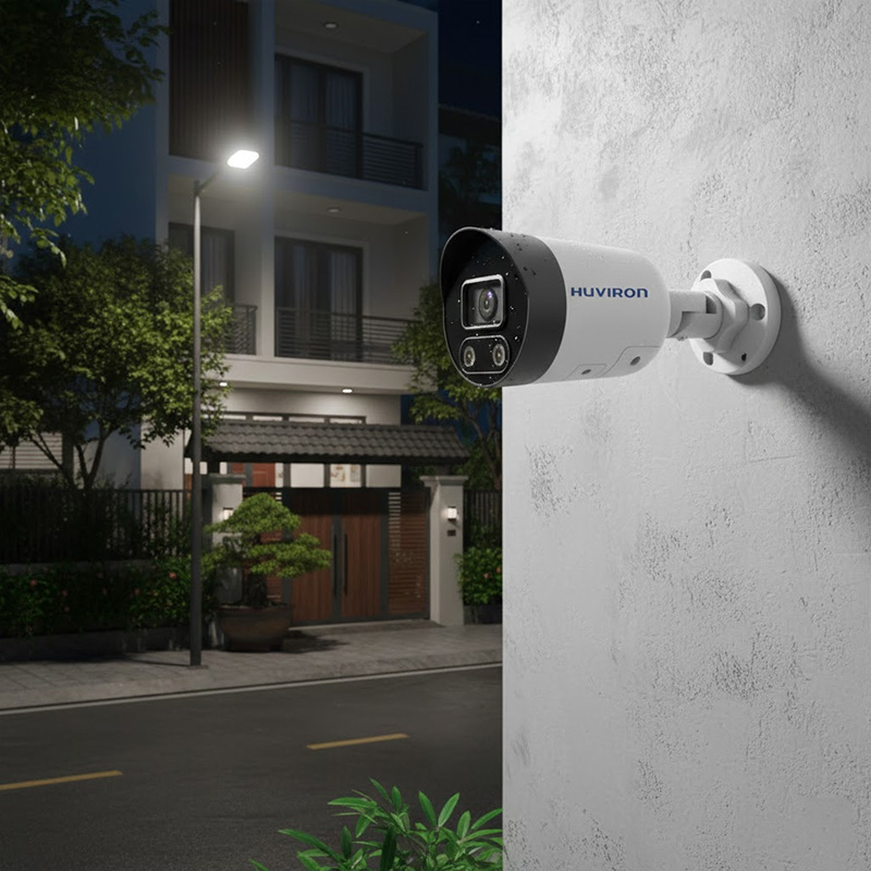 ứng dụng thực tế Camera IP hồng ngoại HUVIRON HU-NP221ADFT_I3E 2MP lắp đặt ngoài trời