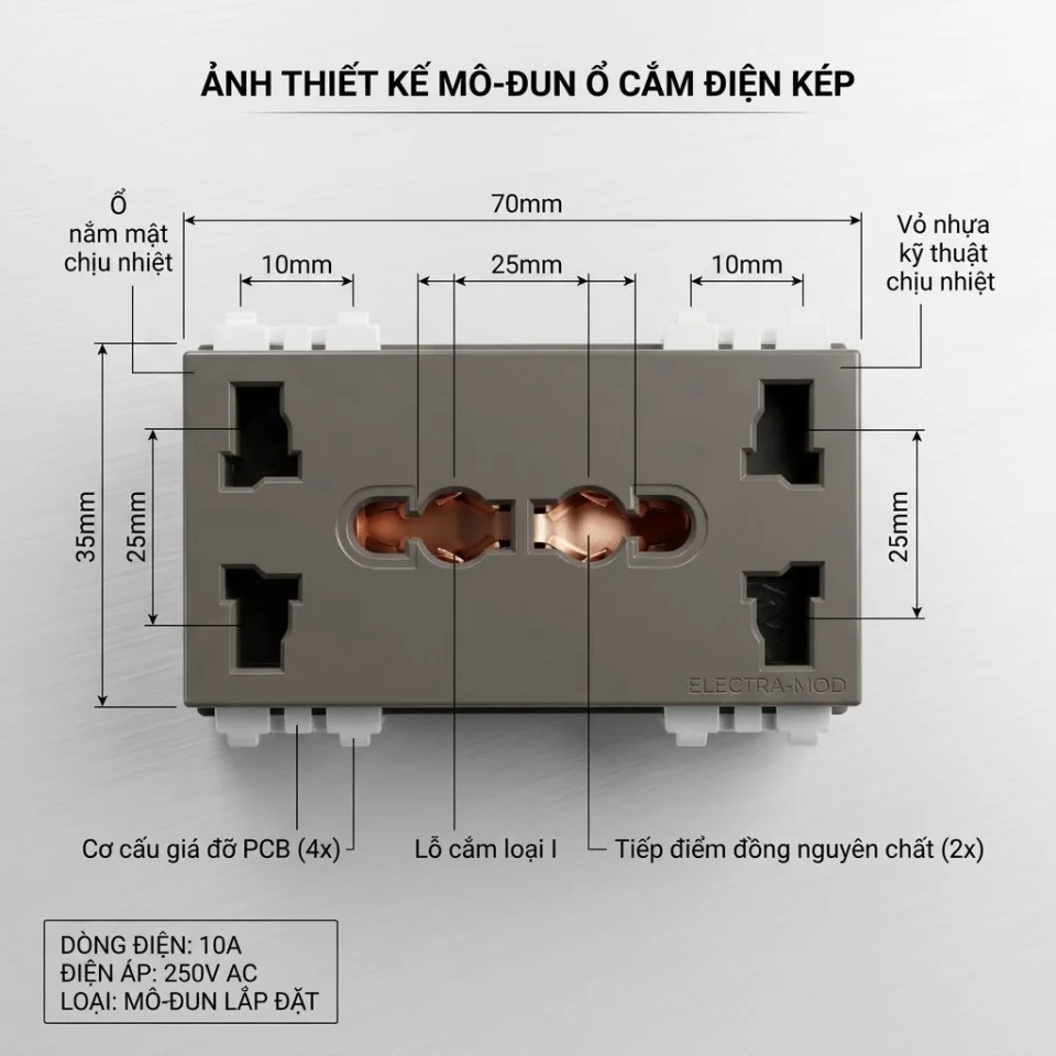Mặt 2 Ổ Cắm Đa Năng Có Màn Che DKCC UAM2
