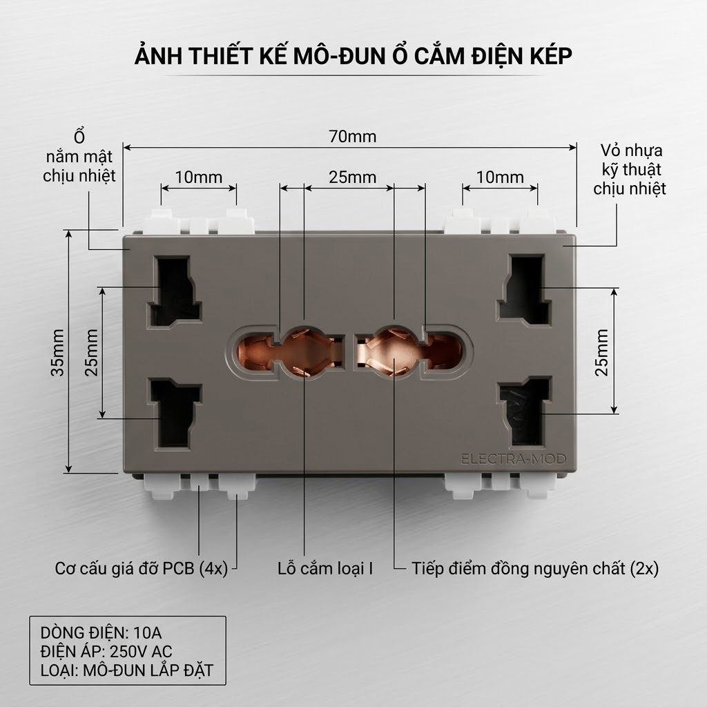 Mặt 2 Ổ Cắm Đa Năng Có Màn Che DKCC UAM2