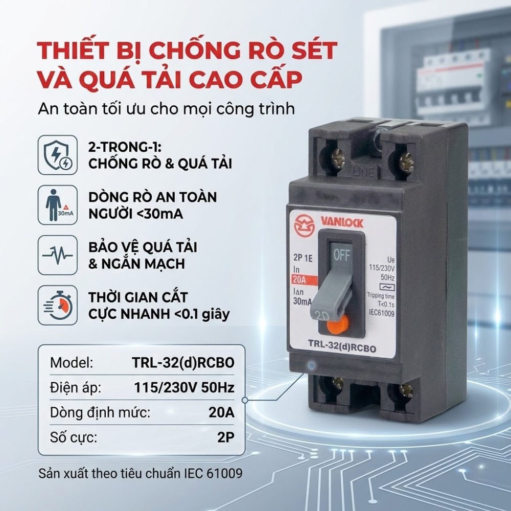 Aptomat Chống Rò TRL32 10-40A 30mA