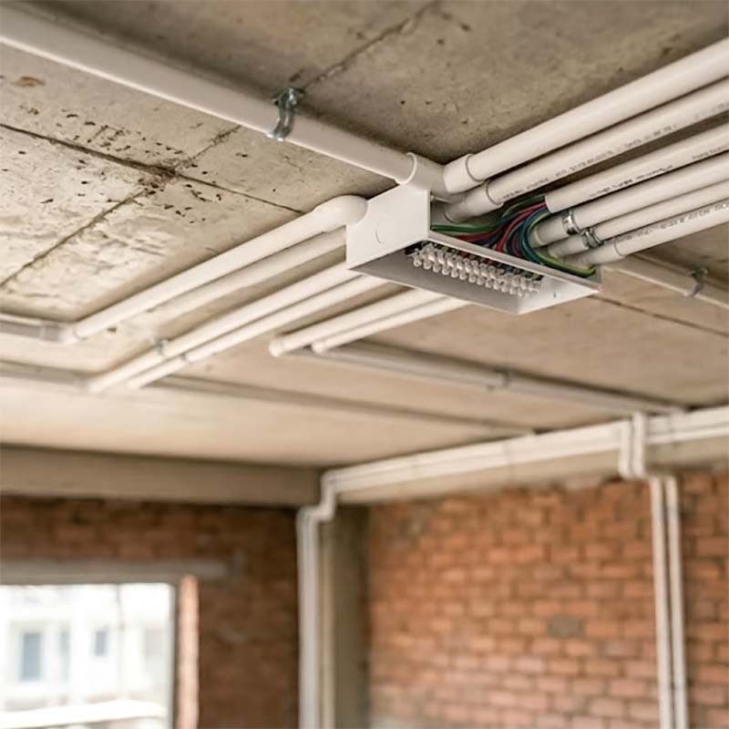 Ứng dụng thực tế của Ống nhựa cứng luồn dây điện Sino SP9032MS lắp đặt dưới trần nhà