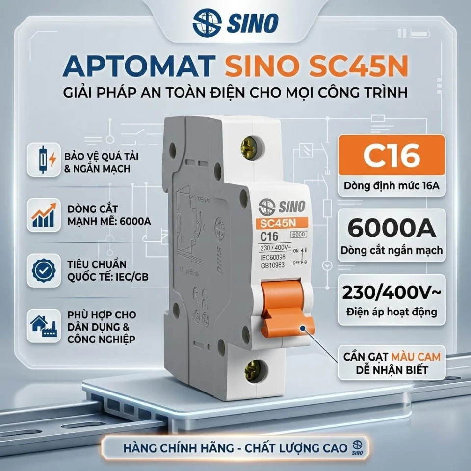 Aptomat MCB SC45N 1 Cực (6A-63A, 4.5kA)