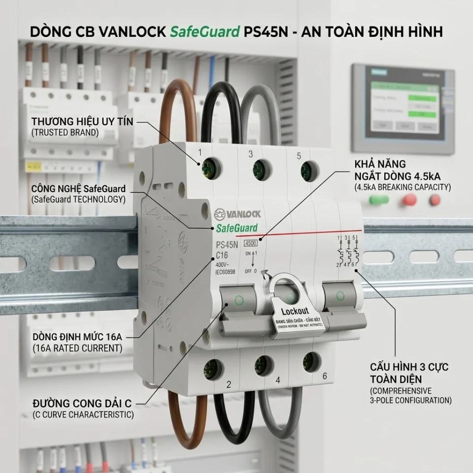 Aptomat MCB 3 Cực PS45N (6A – 63A)