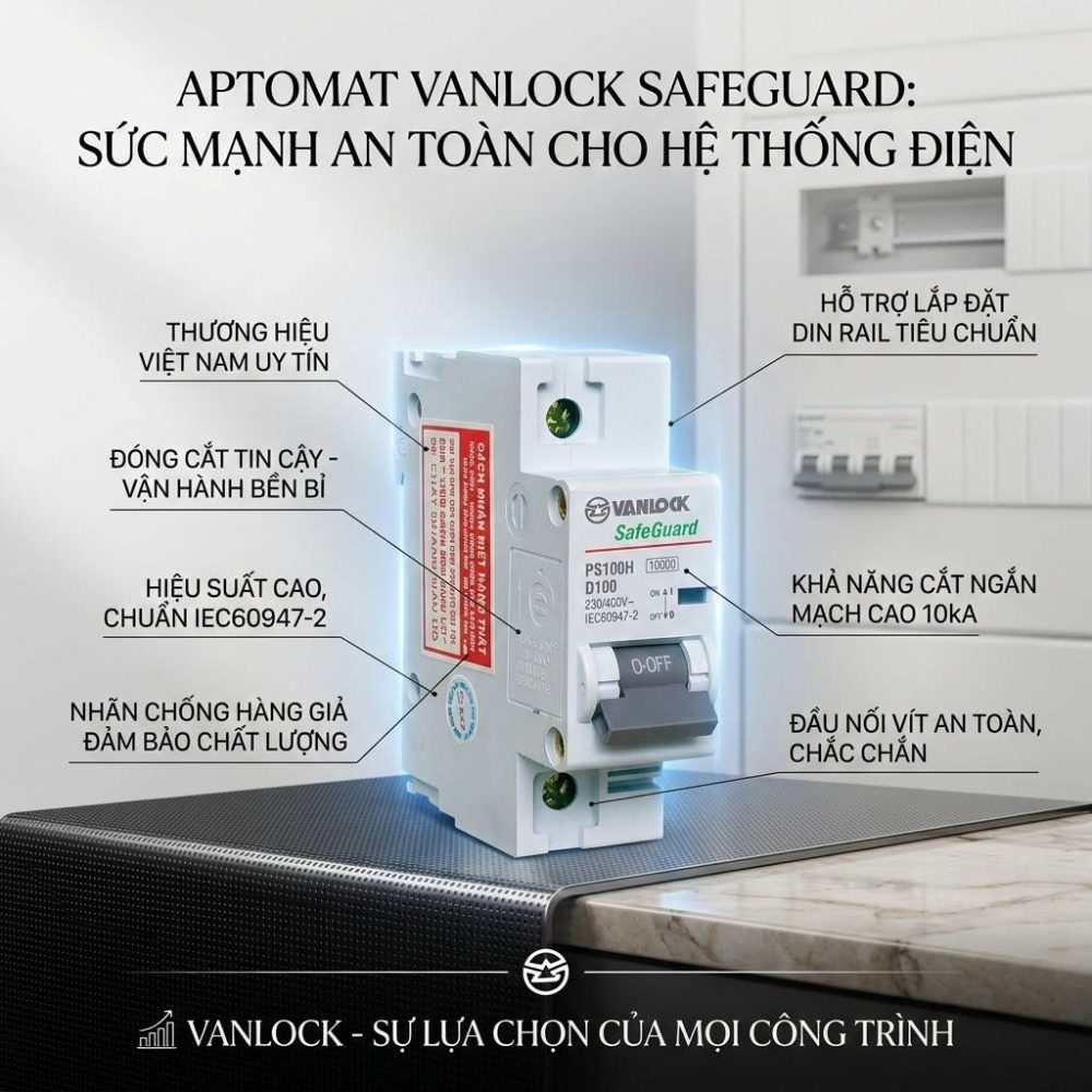 Aptomat 1 Cực PS100H (80A – 125A) Dòng Cắt 10kA