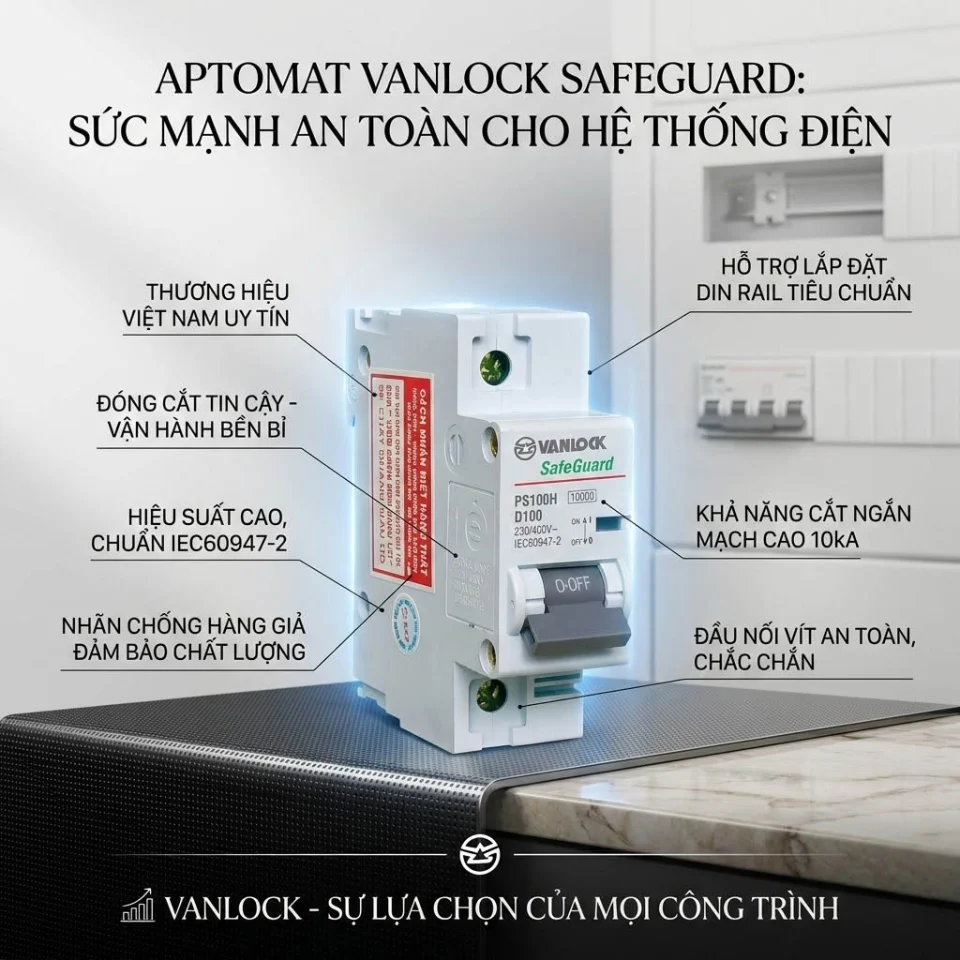 Aptomat 1 Cực PS100H (80A – 125A) Dòng Cắt 10kA