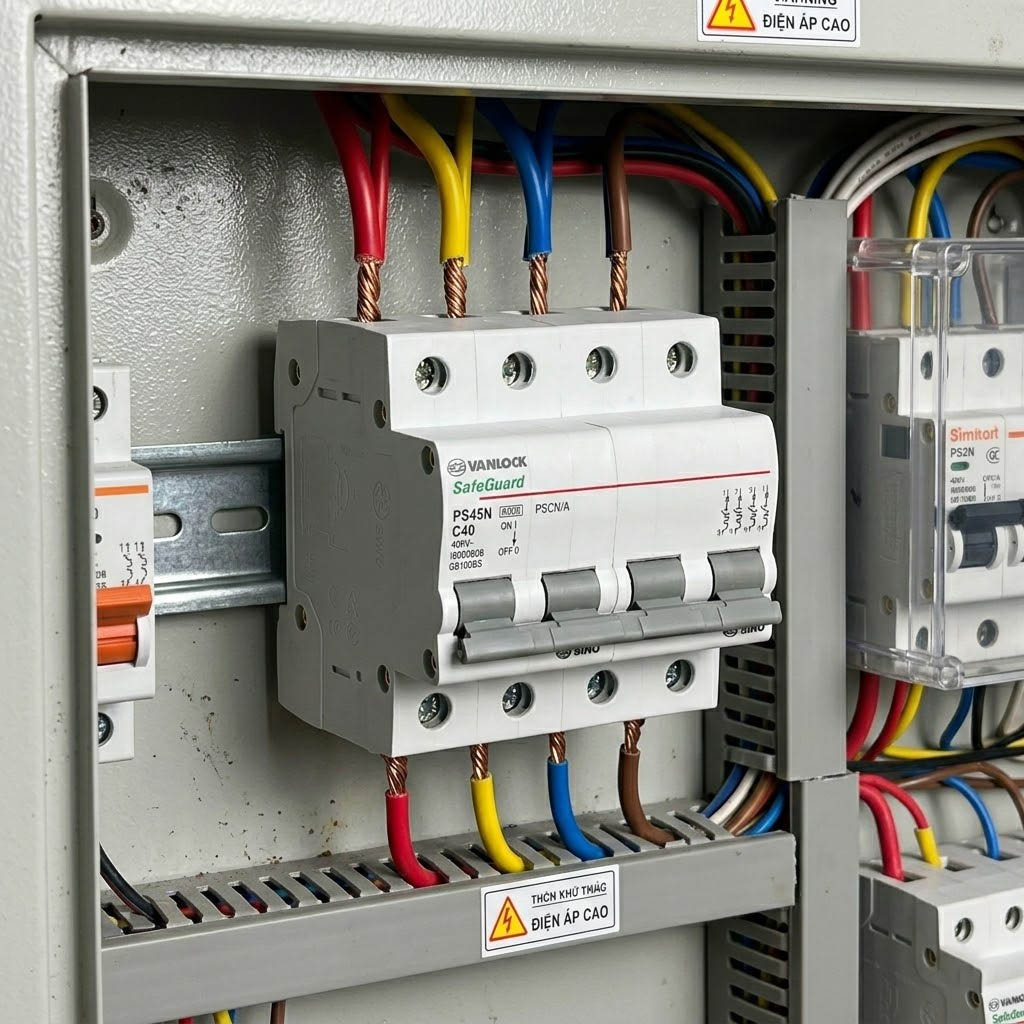 sản phẩm ps45n đã gắn trong tủ điện