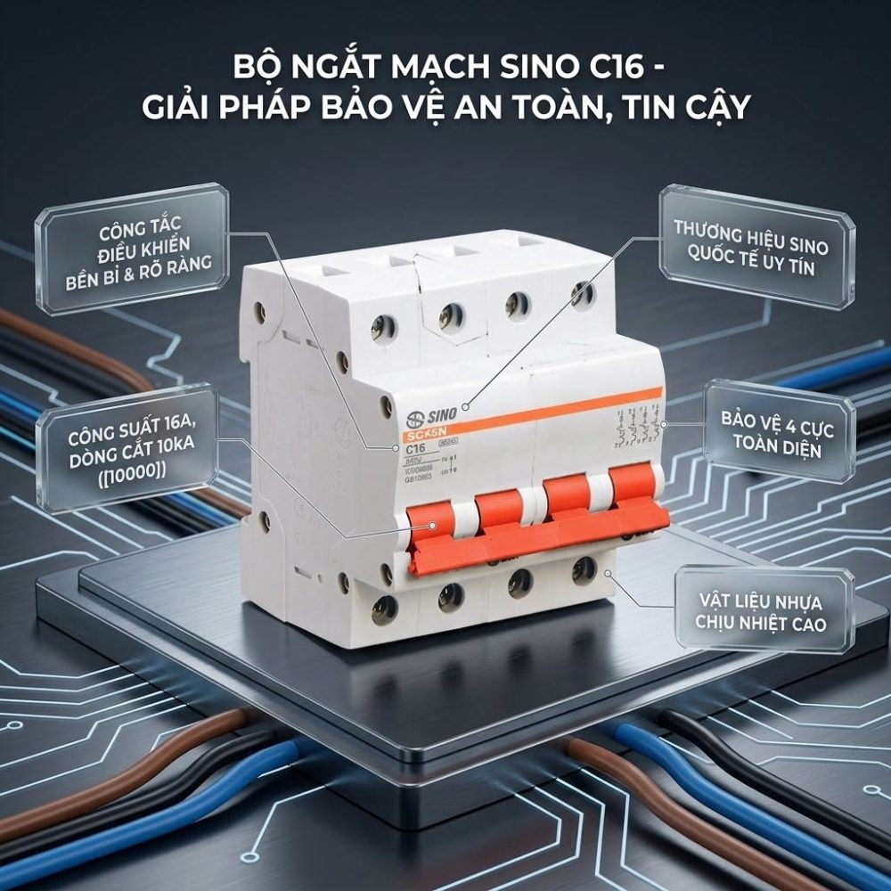 Aptomat MCB SC45N 4 Cực (6A-63A, 4.5kA)