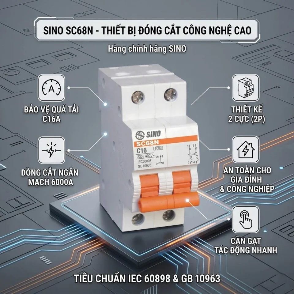 Aptomat SC68N – 2 Cực (6A – 63A)